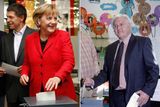 Rivalové odvolili. Nalevo kancléřka Angela Merkelová, napravo její vyzyvatel Frank-Walter Steinmeier.
