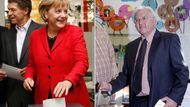 Rivalové odvolili. Nalevo kancléřka Angela Merkelová, napravo její vyzyvatel Frank-Walter Steinmeier.