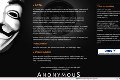 Anonymous napadli web ODS, nechali vzkaz i prezidentovi