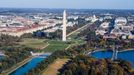 Washingtonův monument ve Washingtonu na leteckém snímku z roku 2024