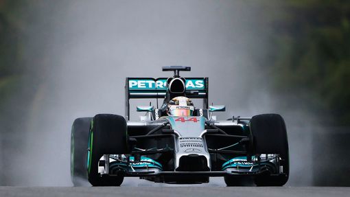 Mercedes Formula One driver Lewis Hamilton of Britain drives during the qualifying session for the Malaysian F1 Grand Prix at Sepang International Circuit outside Kuala L