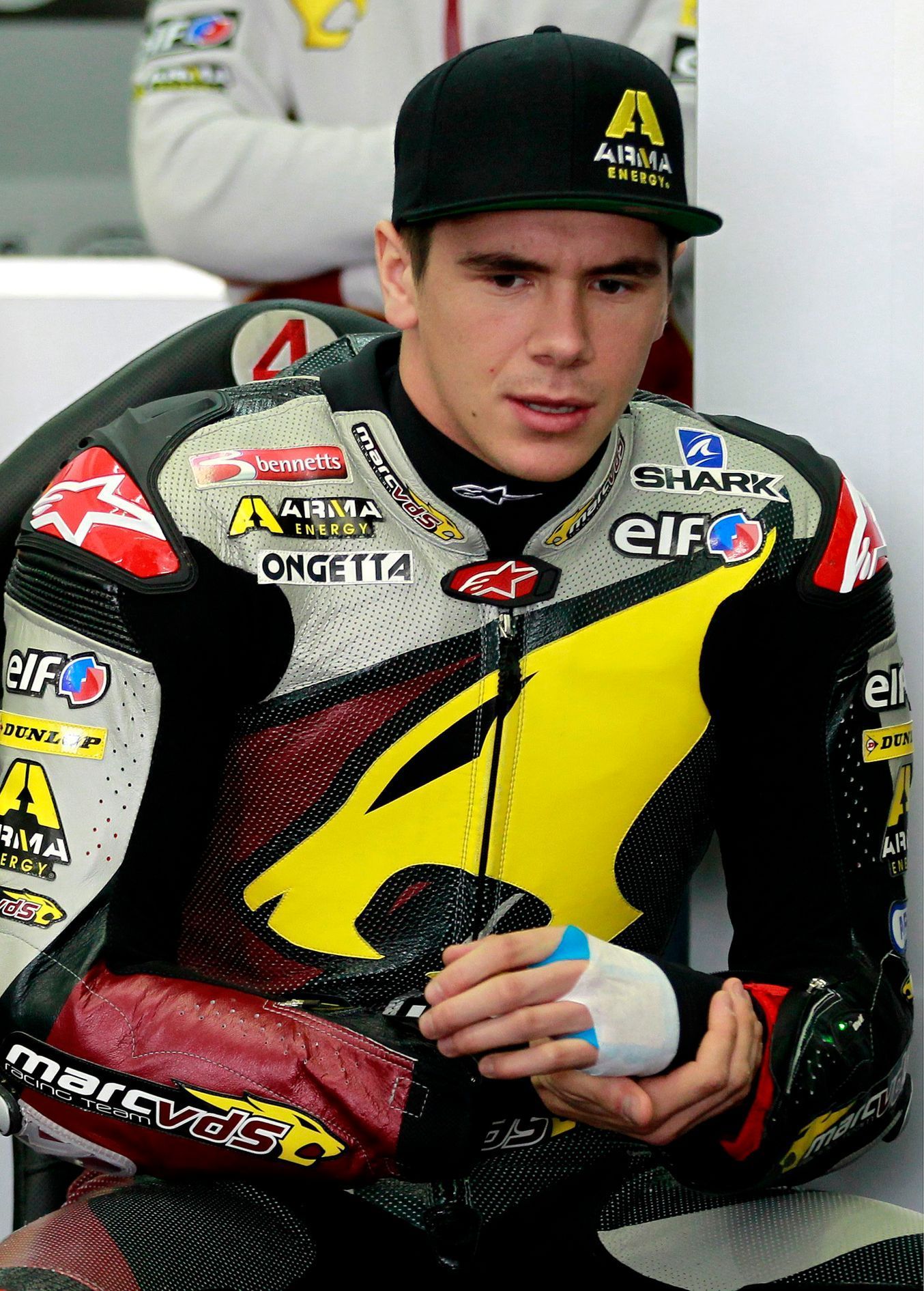 Kalex Moto 2 rider Scott Redding of Britain prepares for the third free practice session ahead of the Valencia Motorcycle Grand Prix at the Ricardo Tormo racetrack in Cheste, near Valencia