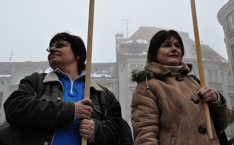 Protest státních zaměstnanců v Ostravě