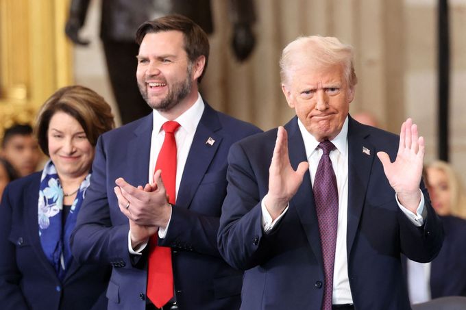 Viceprezident J.D. Vance s šéfem Bílého domu Donaldem Trumpem na Trumpově inauguraci 20. ledna 2025