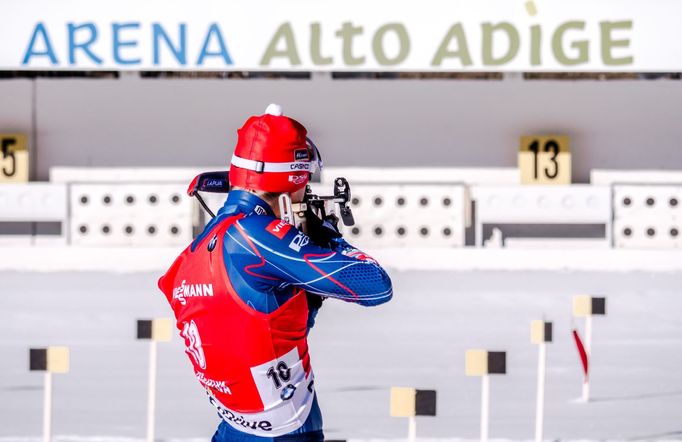 Ondřej Moravec ve stíhacím závodě v Anterselvě