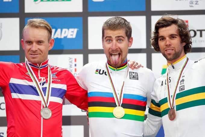 Peter Sagan, Alexander Kristoff a Michael Matthews na MS 2017