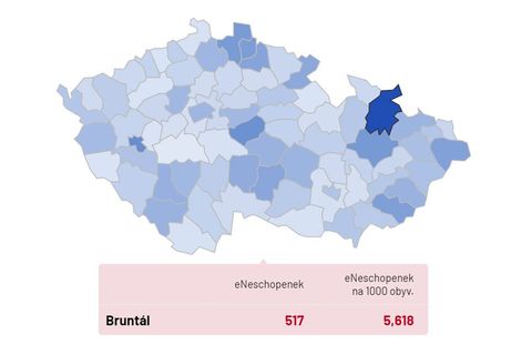 Počet eNeschopenek vystavených z důvodu karantény