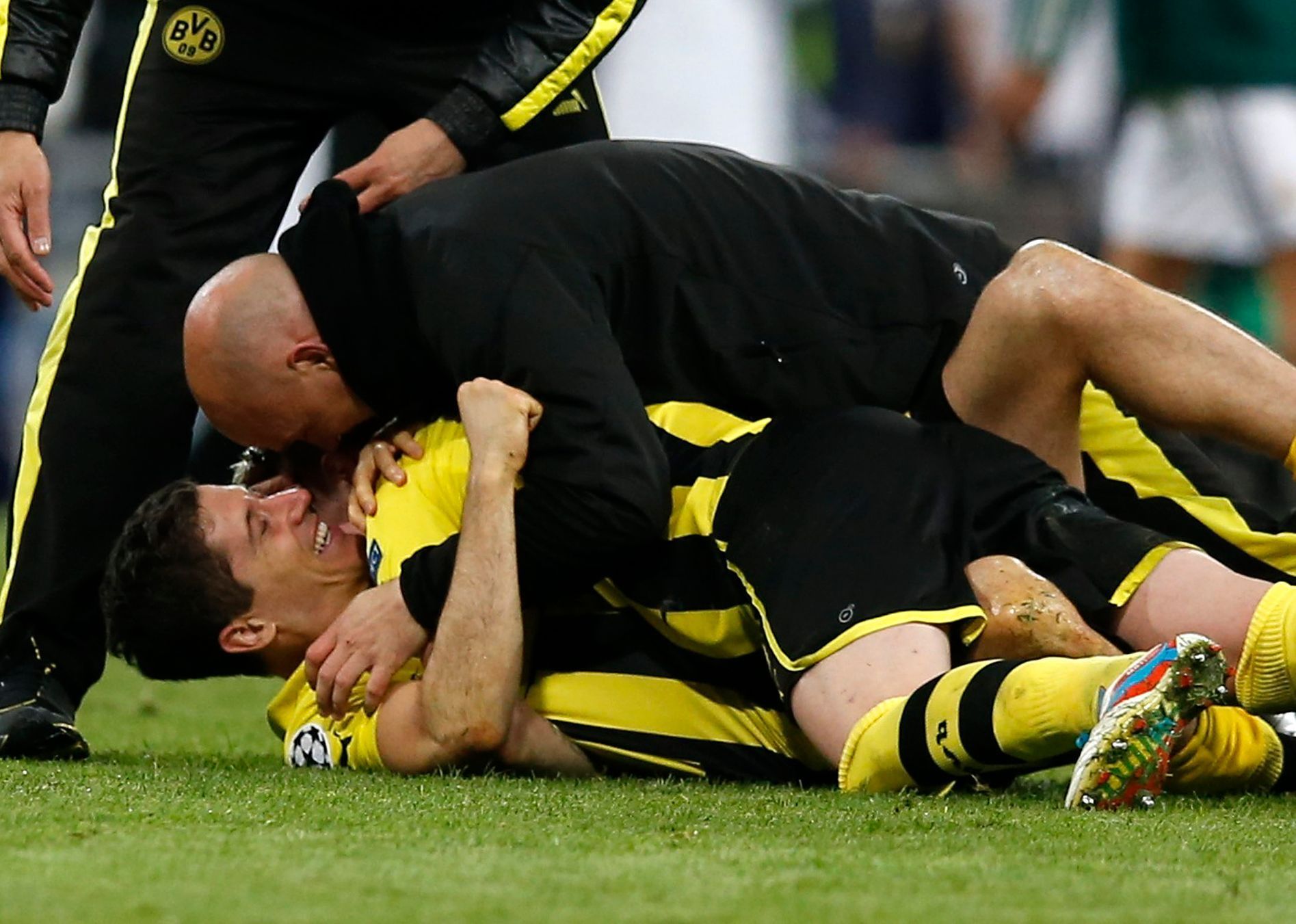 Fotbal, Liga mIstrů: Real Madrid - Dortmund: Robert Lewandowski (dole)