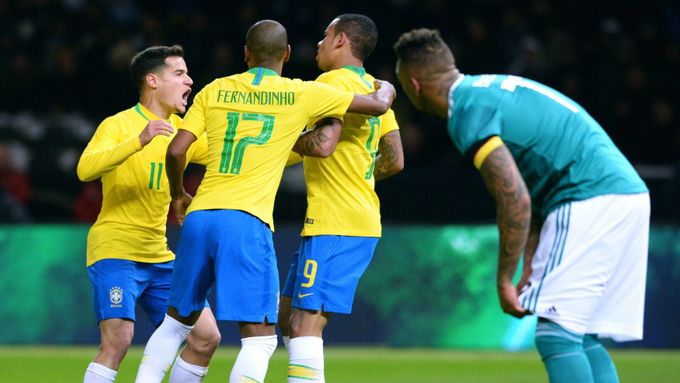 Radost Brazilců v utkání proti Německu.