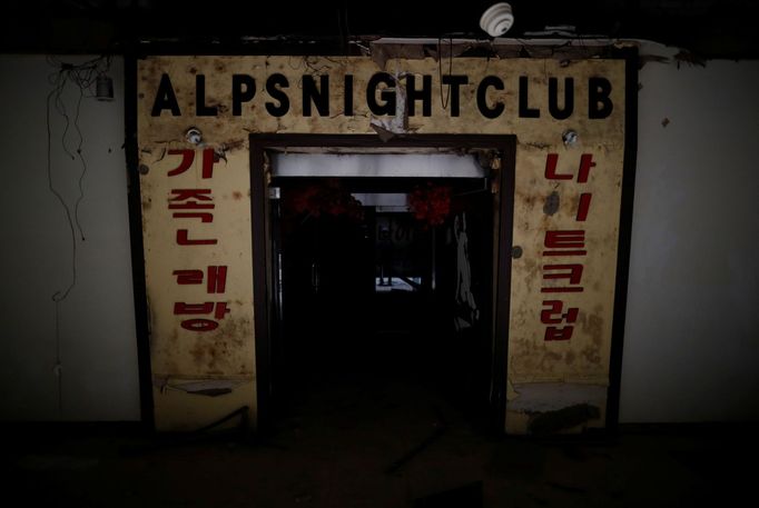 An entrance of the Alps nightclub