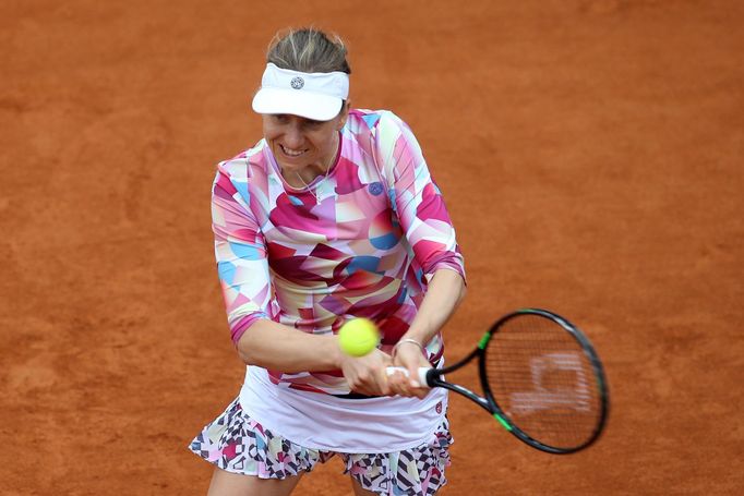 Mona Barthelová ve finále turnaje J&T Banka Prague Open 2017.