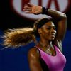 Serena Williams of the United States celebrates defeating Ashleigh Barty of Australia in their women's singles match at the Australian Open 2014 tennis tournament in Melbourne