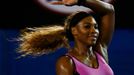 Serena Williams of the United States celebrates defeating Ashleigh Barty of Australia in their women's singles match at the Australian Open 2014 tennis tournament in Melb