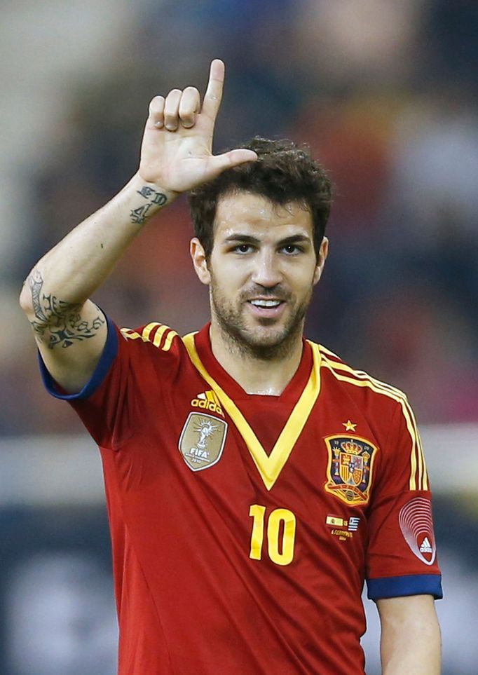 Cesc Fábregas vstřelil v přátelském utkání gól Uruguayi (2013)