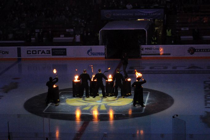 Fanoušci pražského Lva během utkání KHL 2012/13 s Rigou.