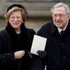 Queen Anne-Marie and King Constantin II of Greece arrive at the funeral of Prince Henrik of Denmark