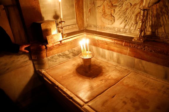 Zrestaurovaná svatyně v chrámu Božího hrobu v Jeruzalémě.