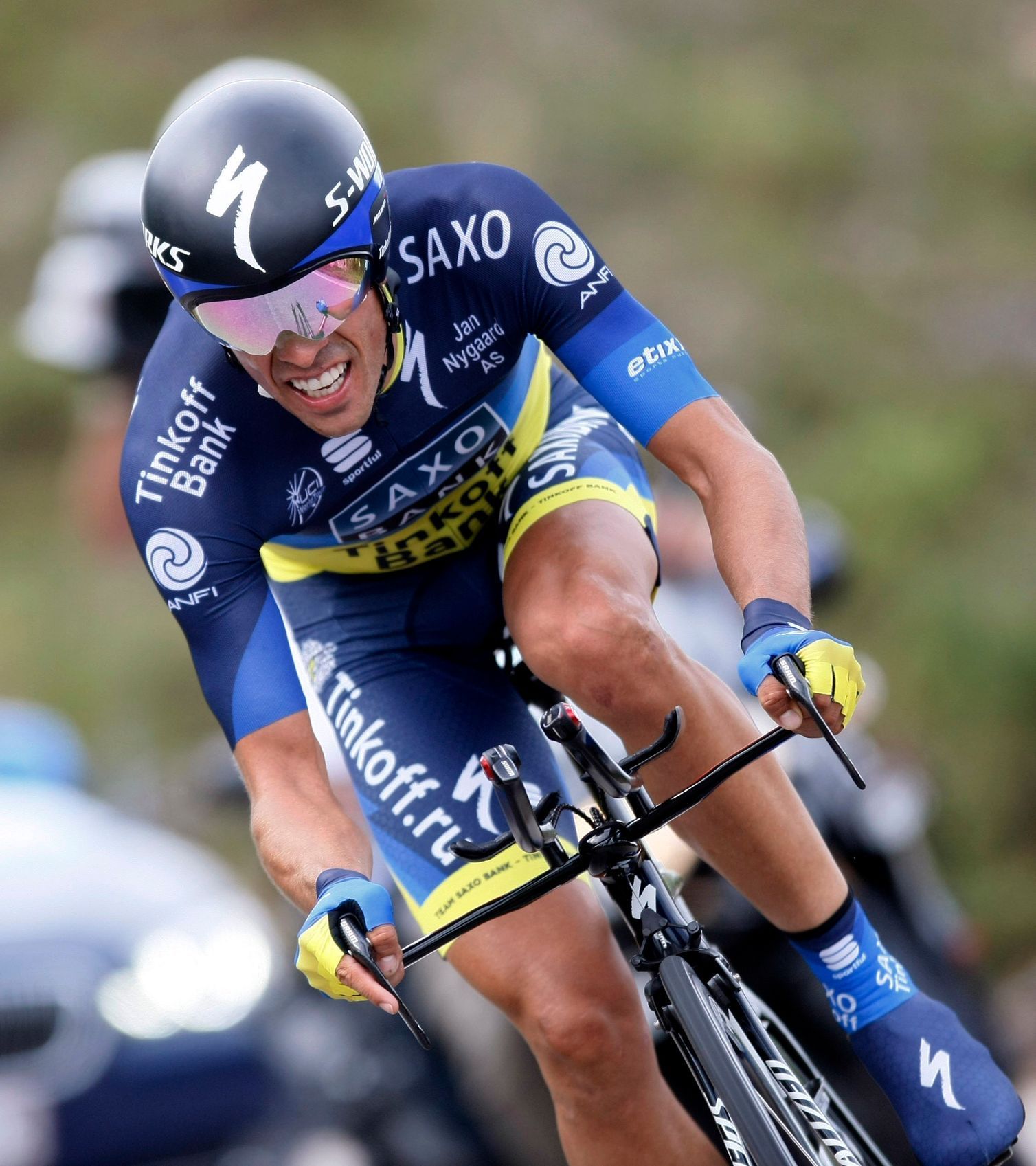 Alberto Contador v 11. etapě španělské Vuelty, kterou byla časovka na 40. kilometrů
