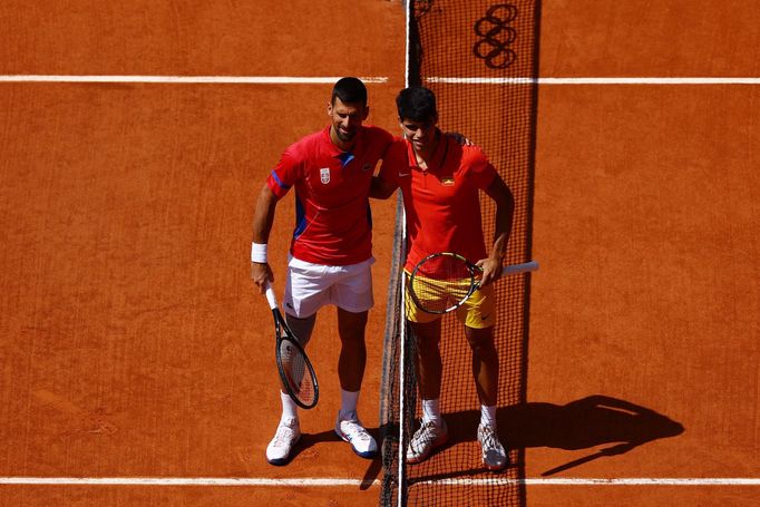 Novak Djokovič a Carlos Alcaraz před finále dvouhry na OH 2024 v Paříži