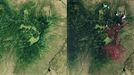 http://climate.nasa.gov/state_of_flux#Fire_NewMexico.jpg Whitewater Baldy Complex Fire, New Mexico Las Conchas, New Mexico. Left: June 24, 2011. Right: July 2, 2011. A ma