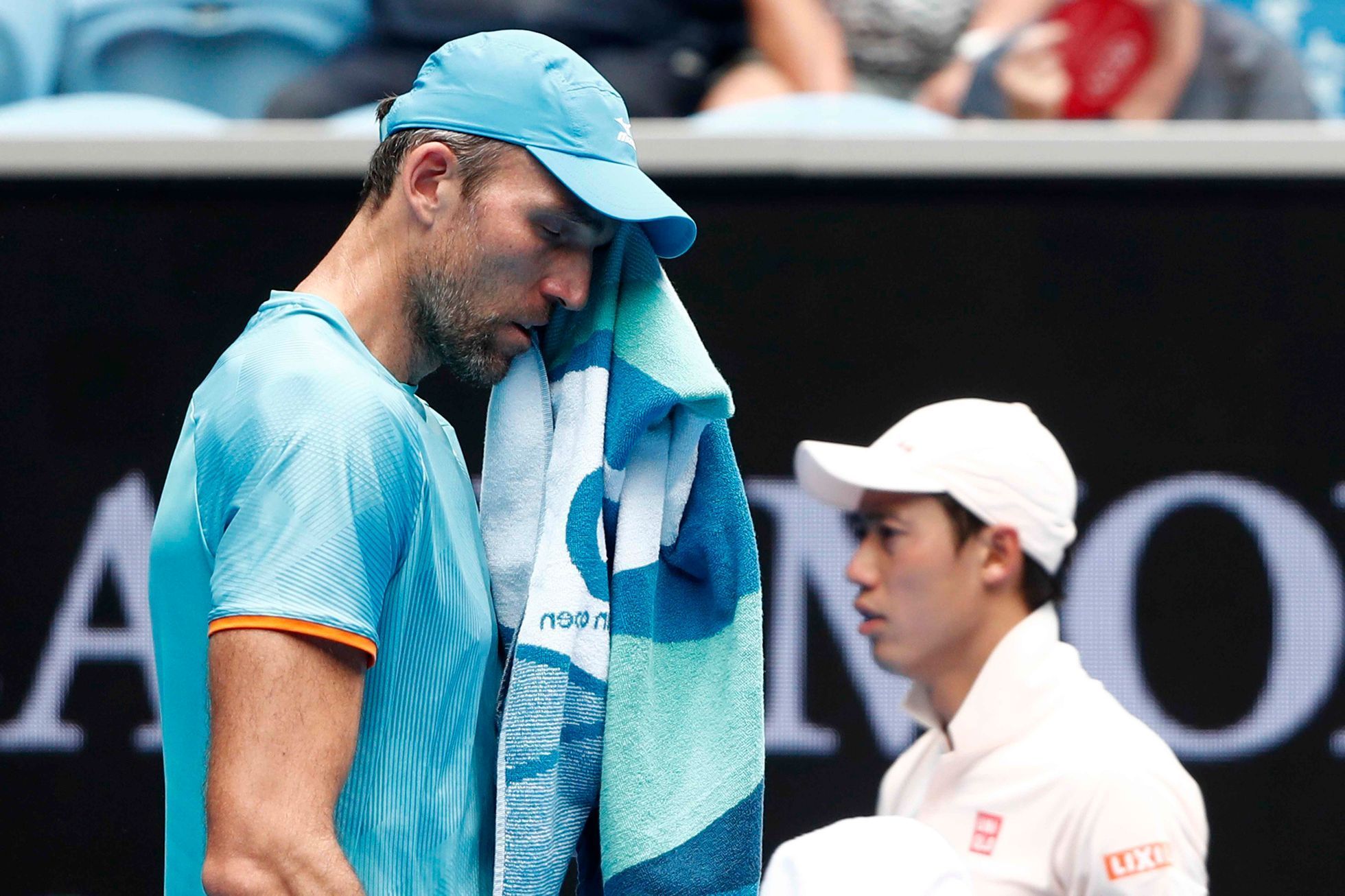 Ivo Karlovič a Kei Nišikori na Australian Open 2019