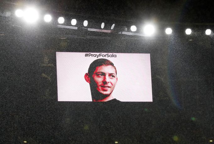 Soccer Football - Premier League - Arsenal v Cardiff City - Emirates Stadium, London, Britain - January 29, 2019  The big screen displays a message as a tribute to Emilia