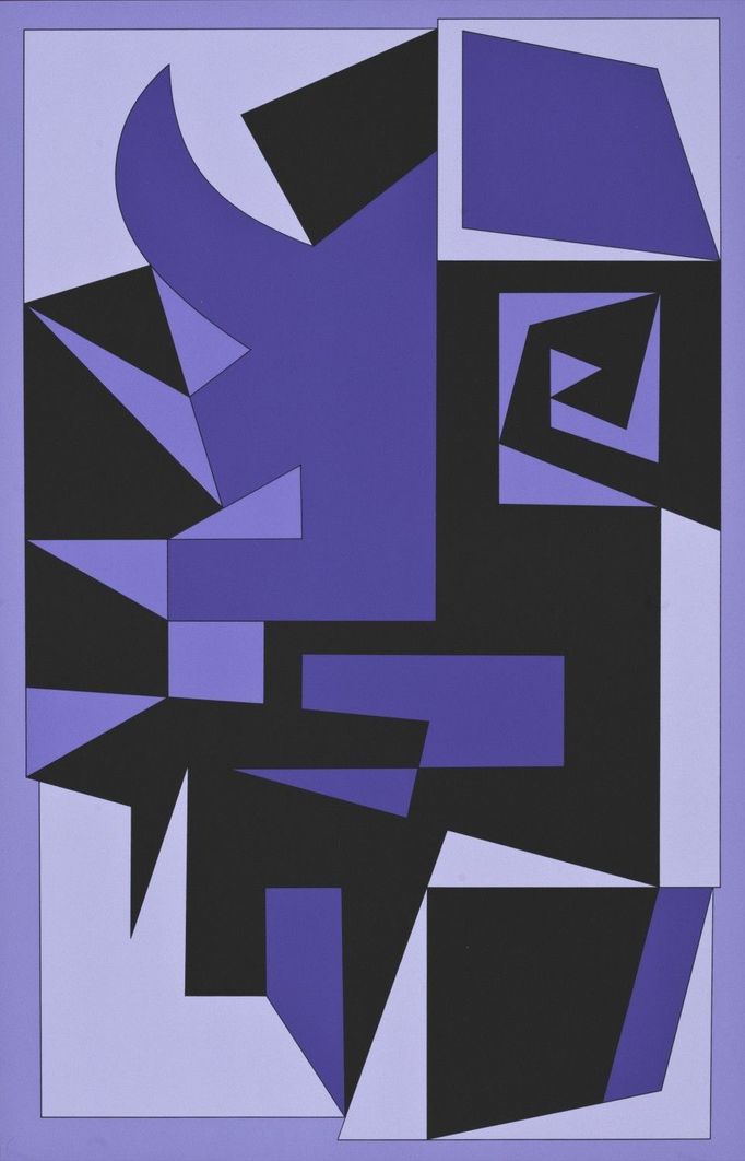 Victor Vasarely: KWARTZ, 1950–1951/1989, serigrafie, 62×40 cm, 76×52 cm.