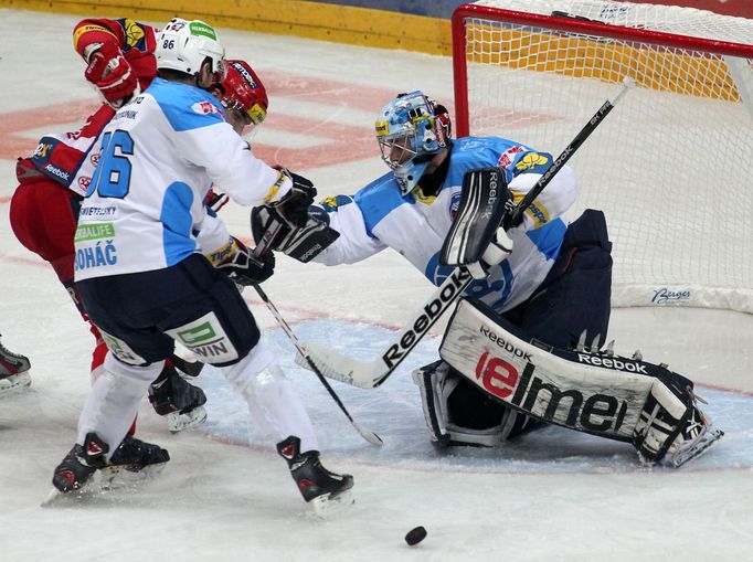 Hokej, extraliga: Slavia - Plzeň: Marek Mazanec a Dominik Boháč