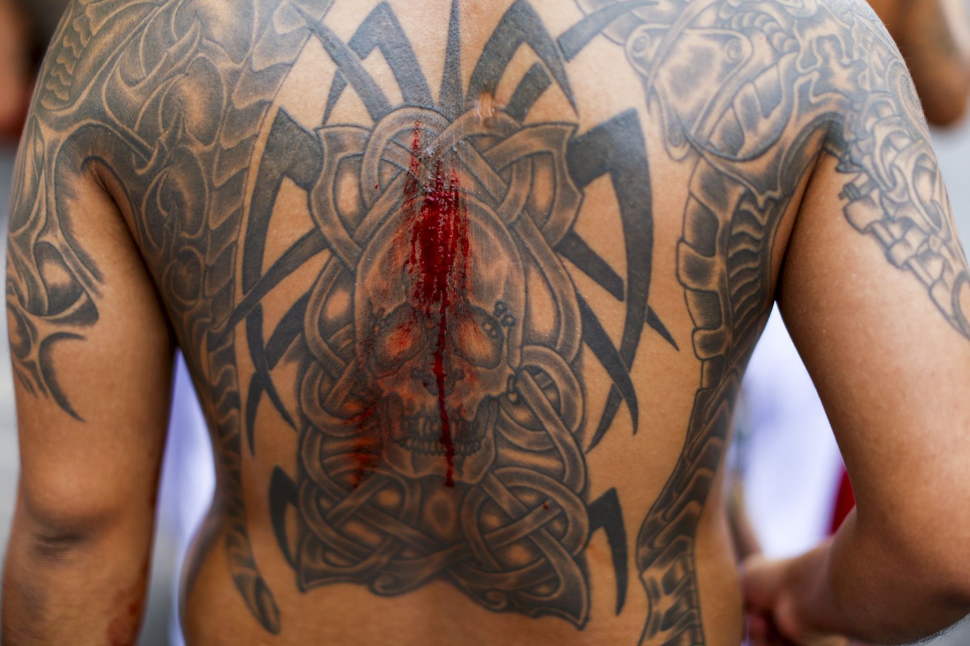 Probodané tváře na thajském festivalu vegetariánů