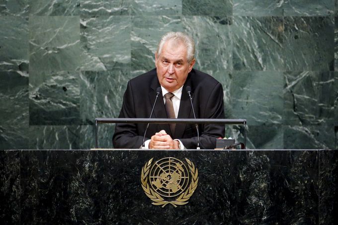 Projev Miloše Zemana během shromáždění OSN v New Yorku.  29. 9. 2015