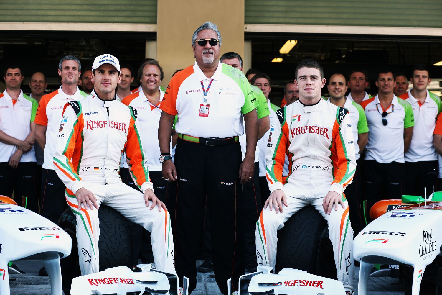 Adrian Sutil,  Vijay Mallya a Paul di Resta; Force India