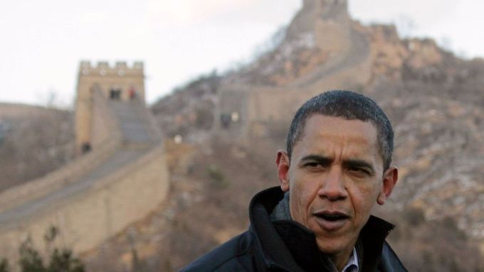 Barack Obama na Velké čínské zdi.