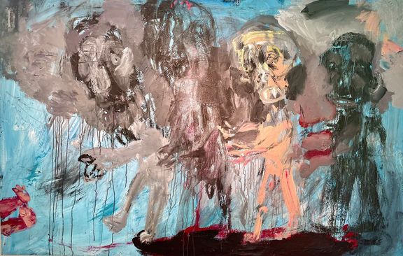 Expresivní obrazy Marka Ormandíka nejsou pro každého, ale strhují dynamikou. Na snímku je jeho malba Tři králové.