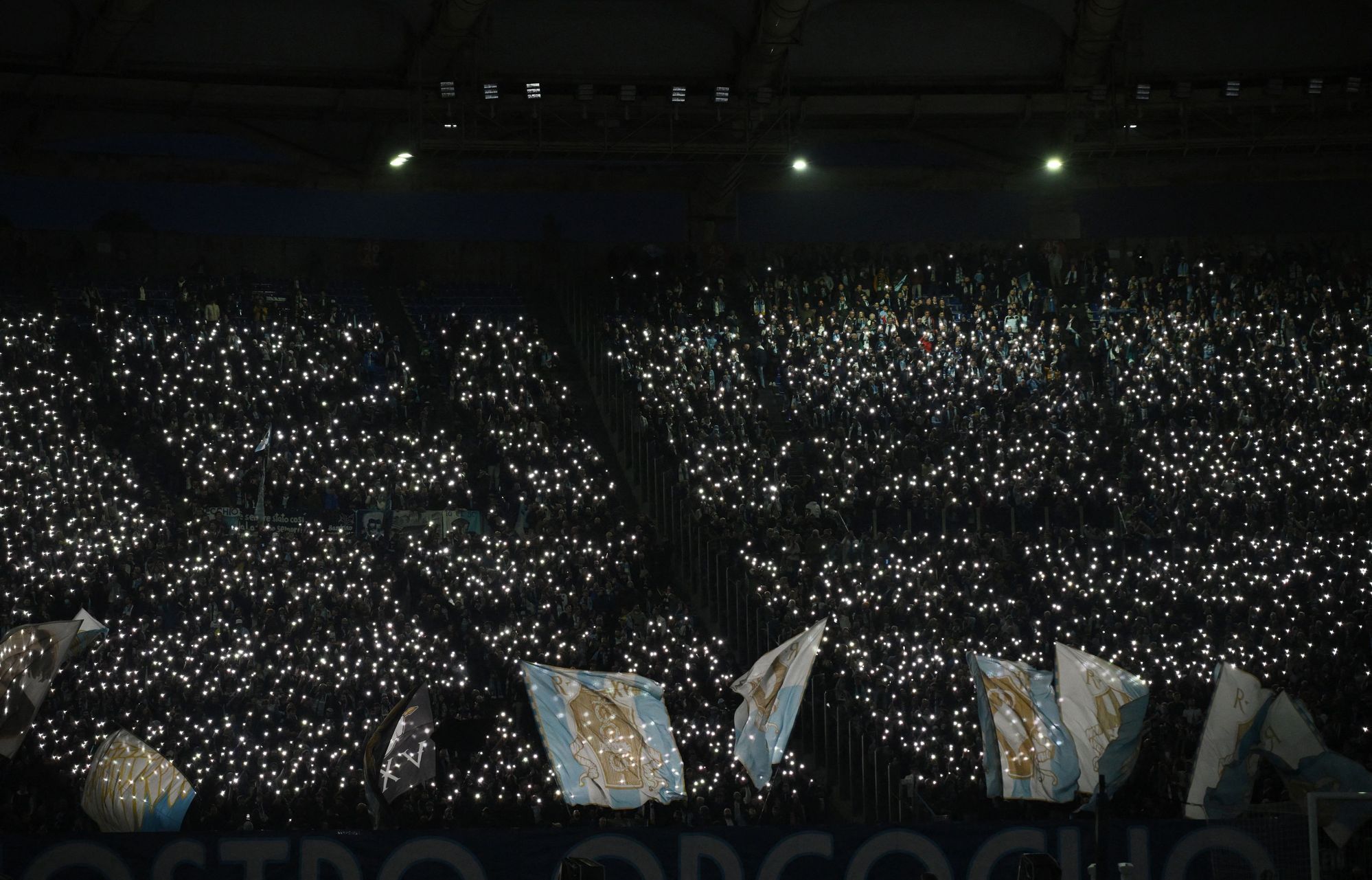 Fanoušci Lazia v zápase EL Lazio - Viktora Plzeň