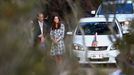 Britain's Prince William arrives with his wife Catherine, the Duchess of Cambridge, at Narrow Neck Lookout in the Blue Mountains town of Katoomba