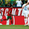 Goncalo Guedes slaví gól na 2:0 v zápase Ligy národů Portugalsko - Česko