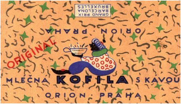 Původní návrh obalu tyčinky Kofila z pera Zdenka Rykra, 1923.