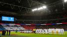 England v France - International Friendly - Wembley Stadium, London, England - 17/11/15 Fans display the French flag in the stands as France line up for their national an