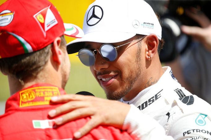 F1, VC Španělska 2017: Sebastian Vettel, Ferrari a Lewis Hamilton,Mercedes