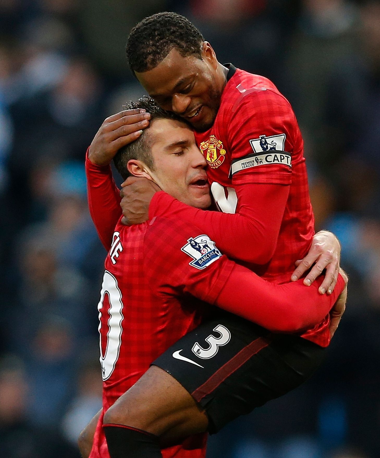 Manchester City - Manchester United: Robin van Persie a Patrice Evra