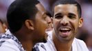 Musical recording artist Drake wathces the Miami Heat play the San Antonio Spurs in Game 7 of their NBA Finals basketball playoff in Miami, Florida June 20, 2013. REUTERS