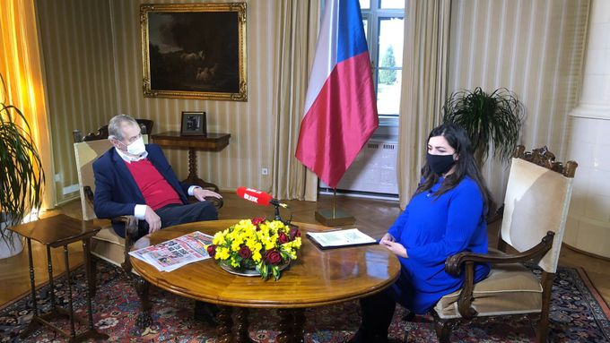 Prezident Miloš Zeman během rozhovoru o pandemii v Lánech.