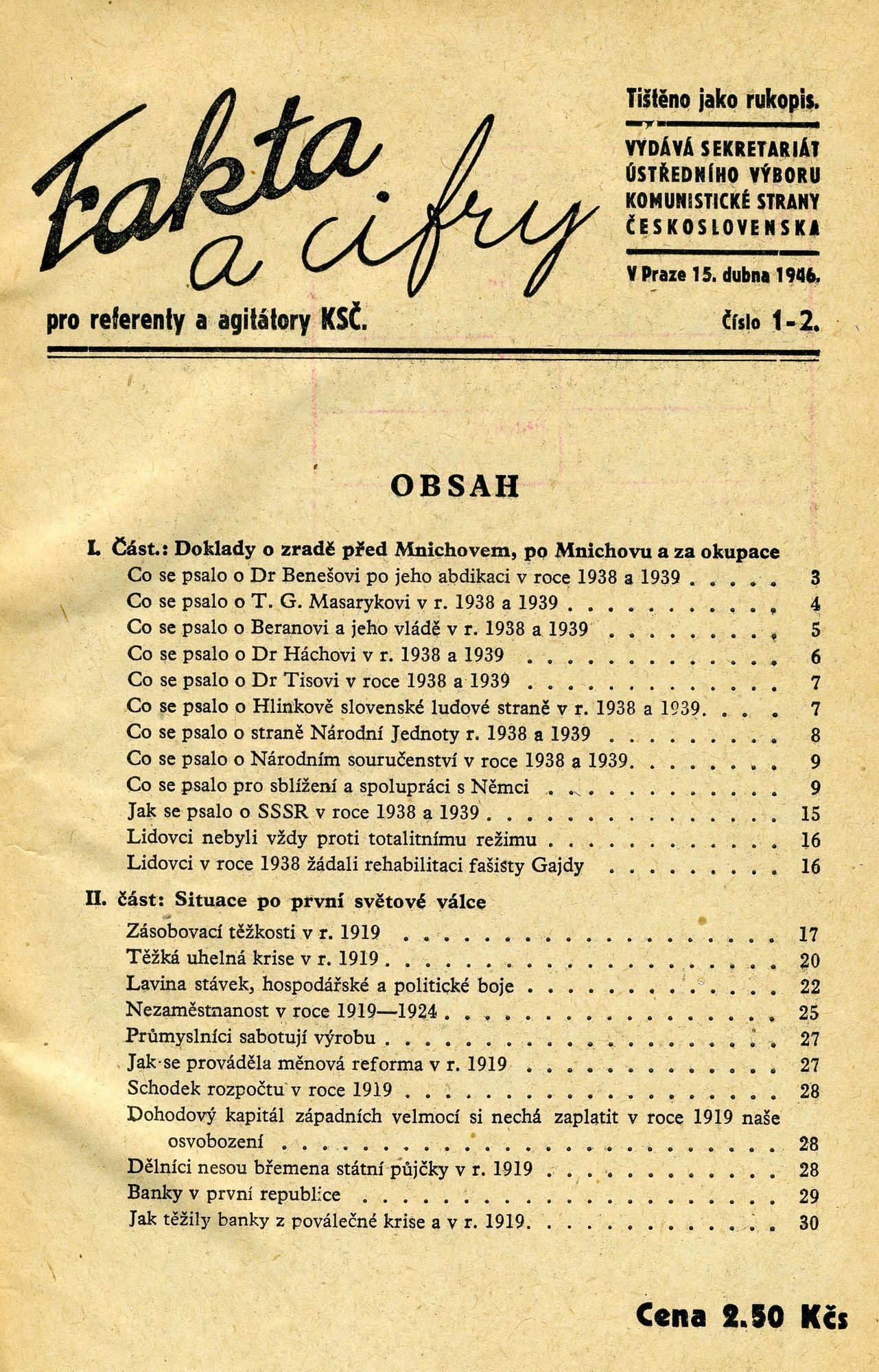 Publikace Fakta a Cifry z roku 1946