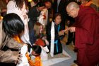 Immigrants from Tibet living in the Czech Republic and representatives of Czech pro-Tibetan organizations eagerly expecting the Dalai Lama's arrival to Carlo IV. Boscalo Hotel.