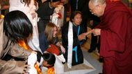 Immigrants from Tibet living in the Czech Republic and representatives of Czech pro-Tibetan organizations eagerly expecting the Dalai Lama's arrival to Carlo IV. Boscalo Hotel.