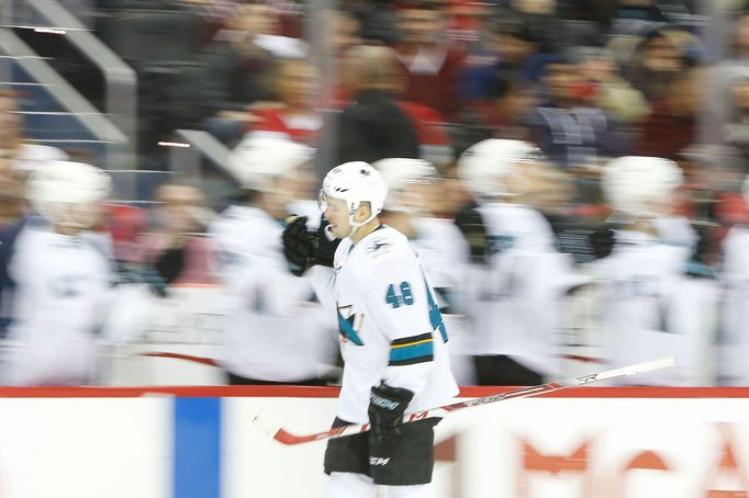 Tomáš Hertl po vstřeleném hattricku proti Washingtonu.