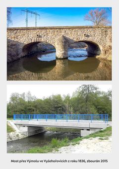 Původní a nový most ve Vyšehořovicích u Prahy.