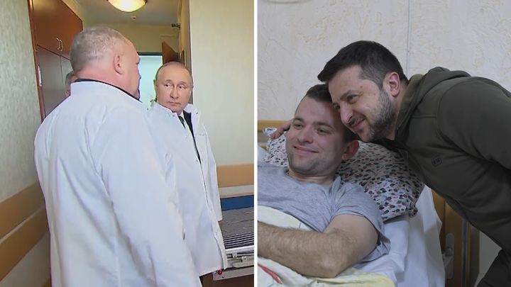 Video: Putin navštívil raněné. Srovnání se Zelenským bije do očí; Zdroj foto: Associated Press, Reuters