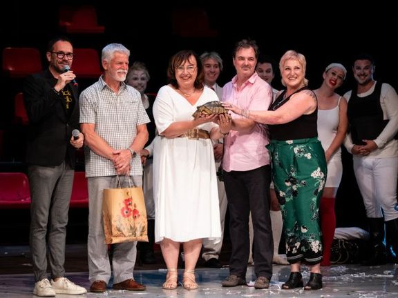 Prezident Petr Pavel při nedávné návštěvě Slováckého divadla v Uherském Hradišti, kdy se byl podívat na představení režiséra Dodo Gombára Farma zvířat.