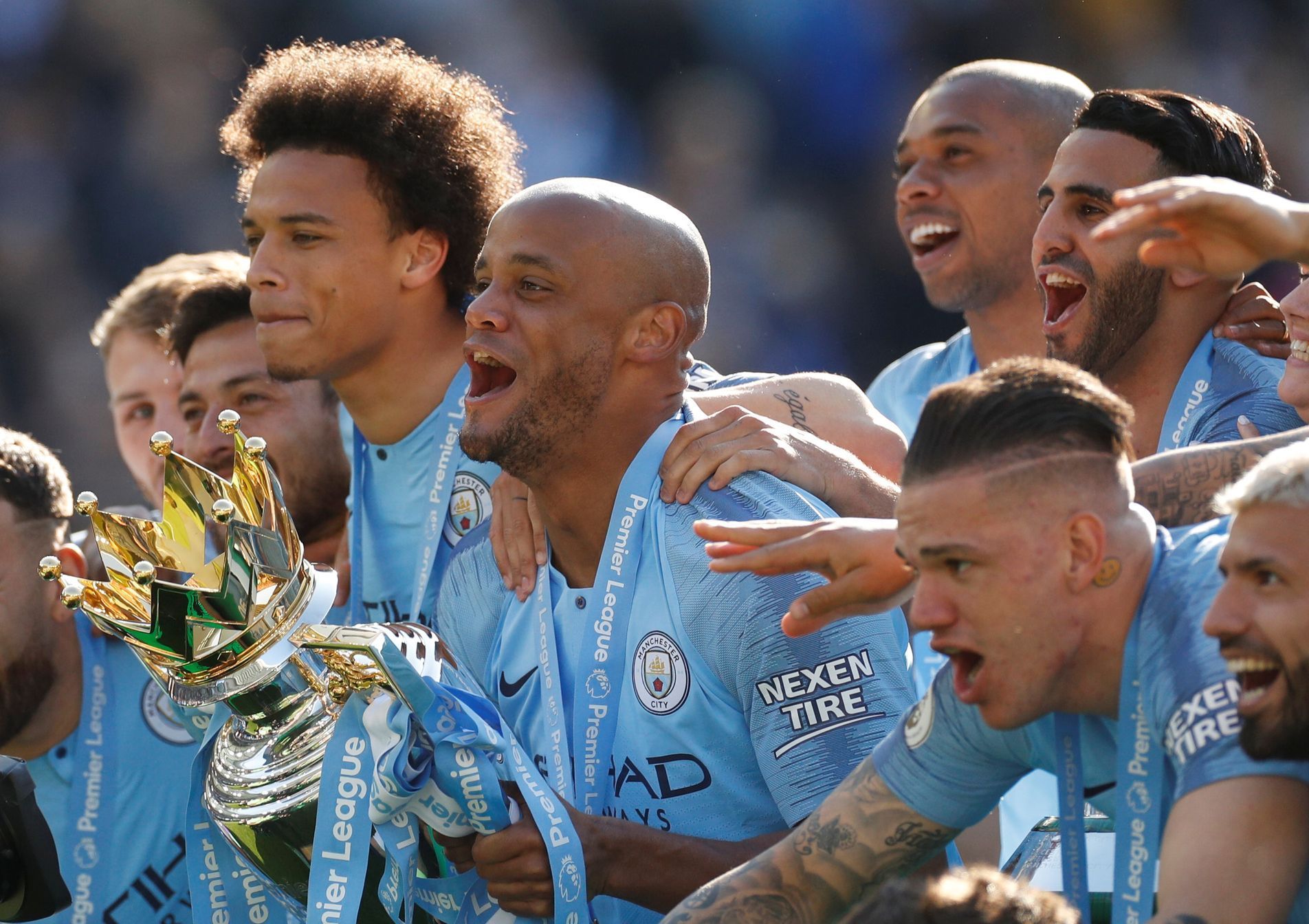Radost hráčů Manchesteru City po zisku titulu